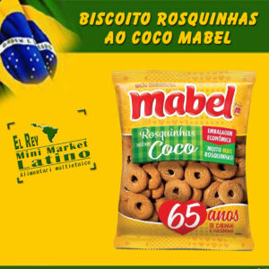 Biscotto Frollini al Cocco Mabel 350g, rosquinha de coco Mabel