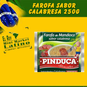 Farina di Manioca Tostata e Condita al Gusto de Salsiccia Calabresa 250g, farofa de mandioca sabor calabresa pinduca