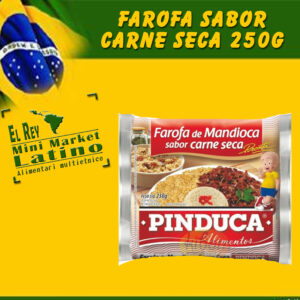 Farina di Manioca Tostata e Condita al Gusto de Carne asciuta al sole 250g, farofa de mandioca sabor carne seca pinduca